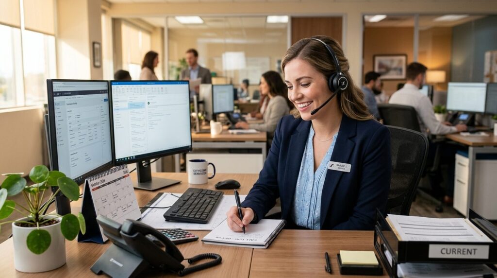 Professional receptionist or customer service representative