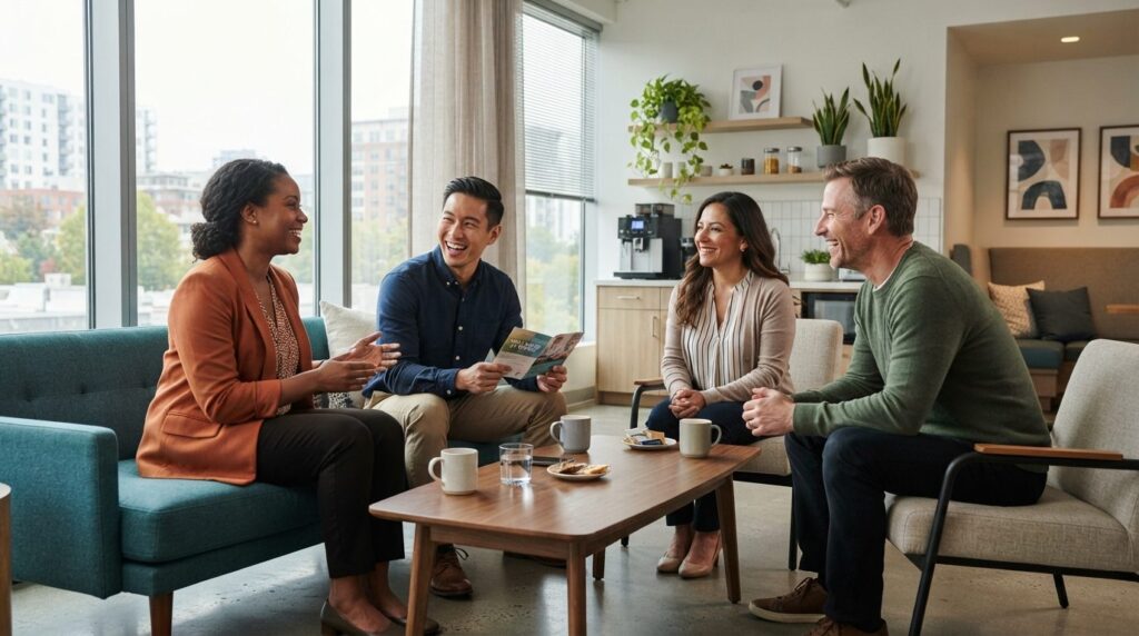 Business photograph of a diverse group of four professionals